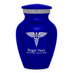 Caduceus Keepsake Urn - Midnight Blue