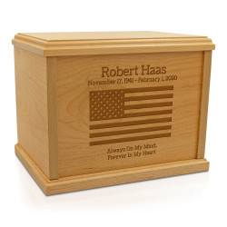 American Flag Cremation Urn - Signature Alder