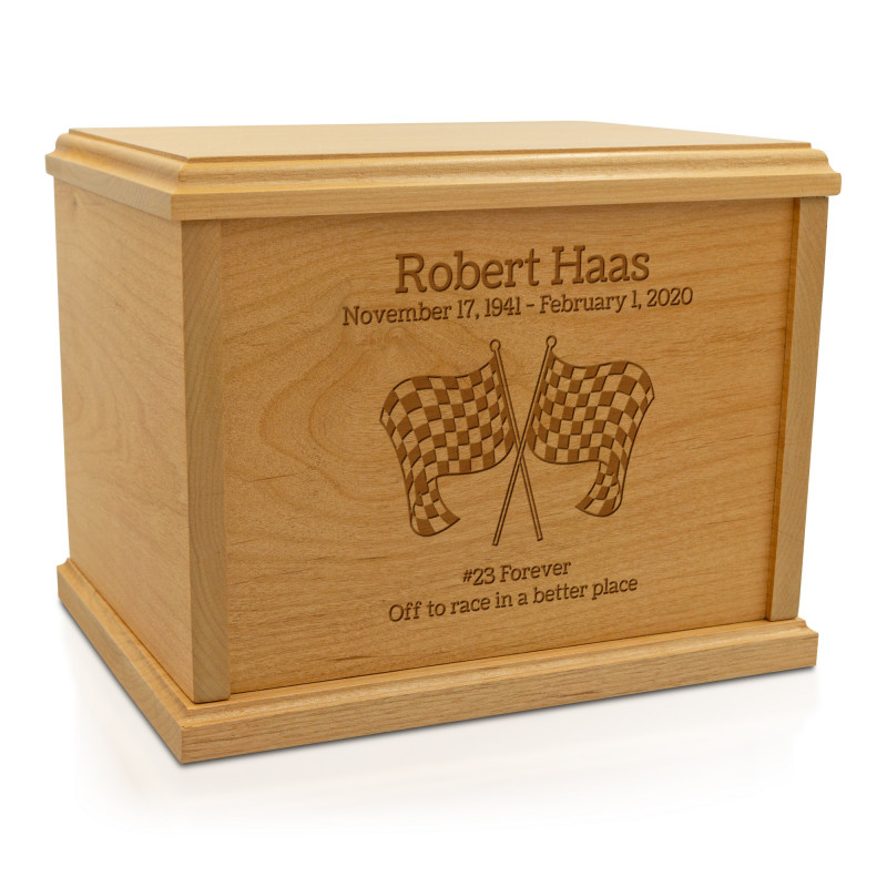 Checkered Flag Cremation Urn - Signature Alder