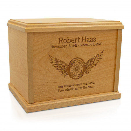 Winged Wheel Cremation Urn - Signature Alder