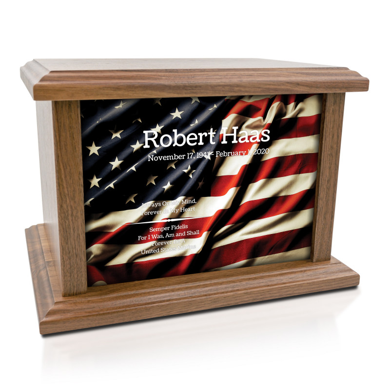 American Flag Cremation Urn - Prestige Walnut