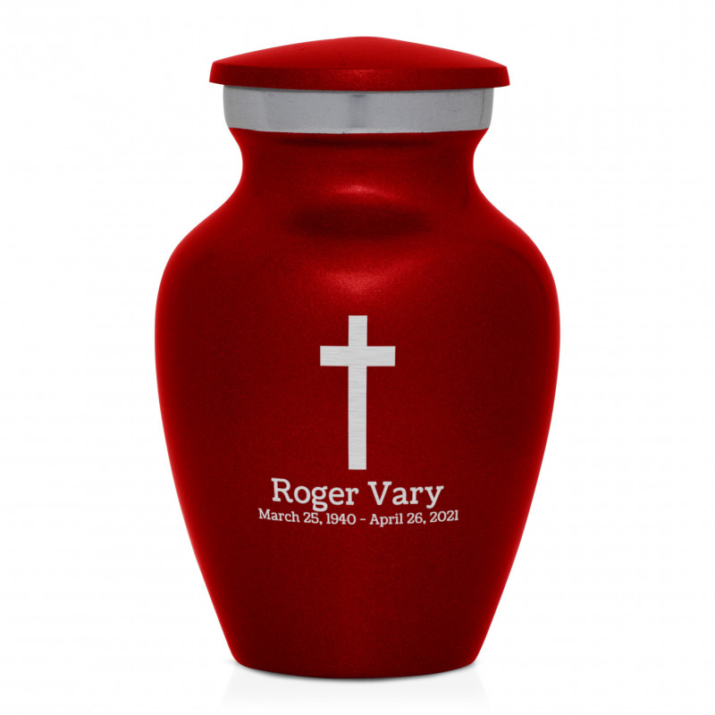 Cross Keepsake Urn - Ruby Red