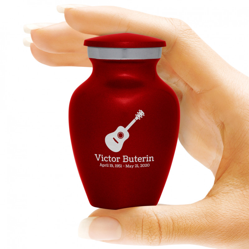 Acoustic Guitar Keepsake Urn - Ruby Red