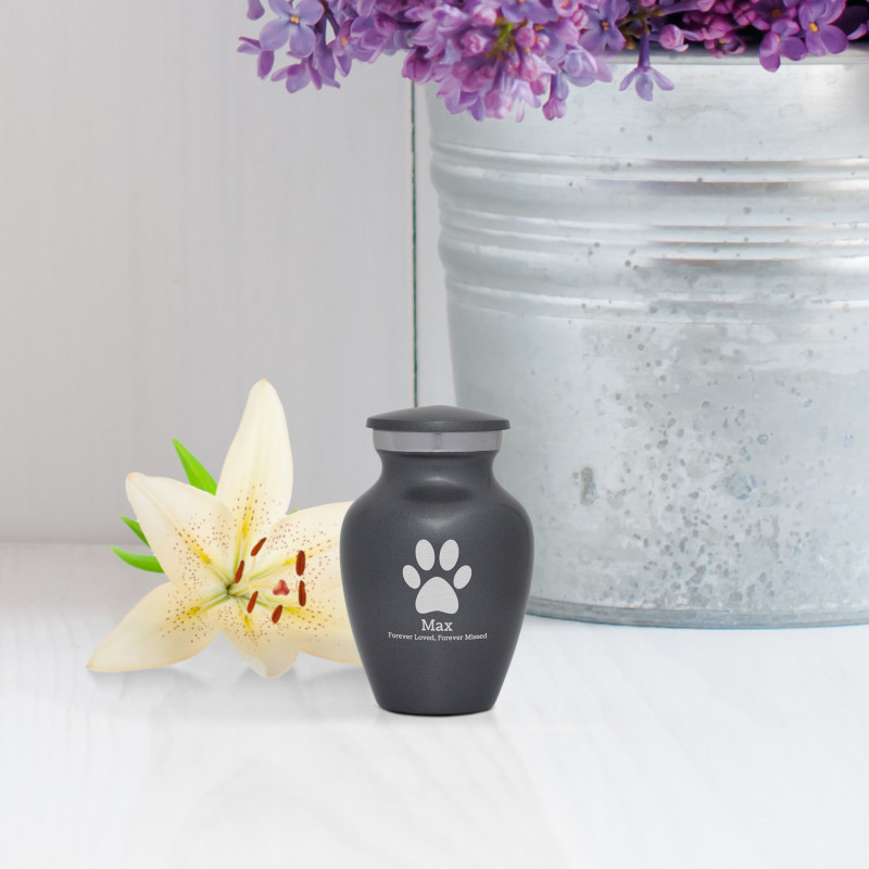 Paw Print Keepsake Urn - Gunmetal Gray