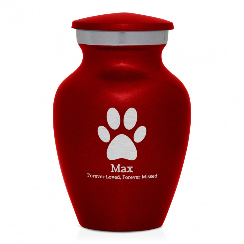 Paw Print Keepsake Urn - Ruby Red