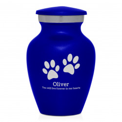 Keepsake Pawprints Heart Pet Cremation Urn - Midnight Blue