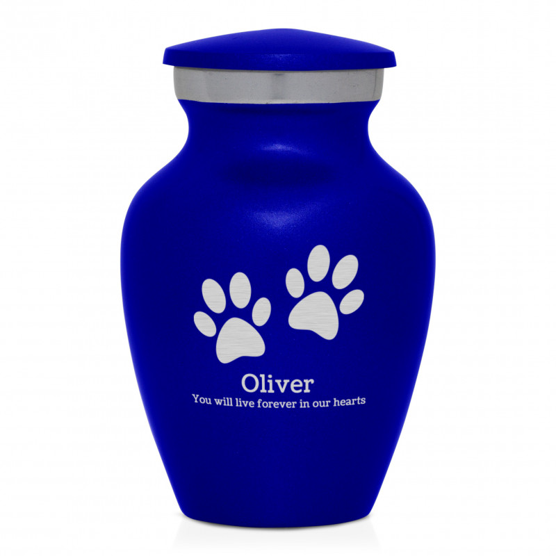 Keepsake Pawprints Pet Cremation Urn - Midnight Blue