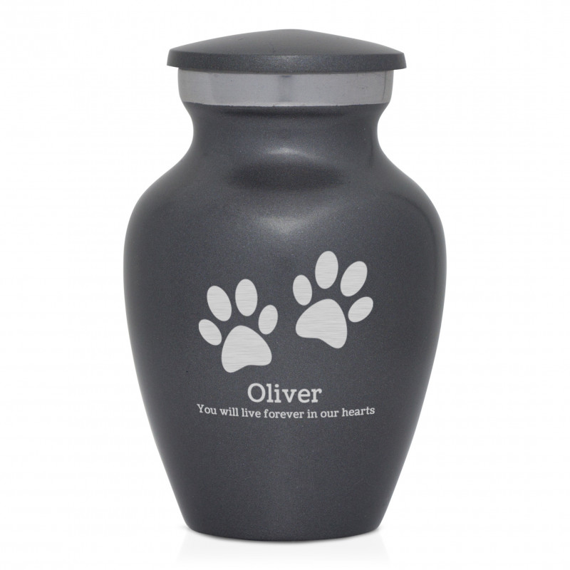Keepsake Pawprints Pet Cremation Urn - Gunmetal Gray