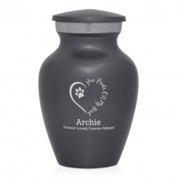 Keepsake Paw Prints On My Heart Pet Cremation Urn - Gunmetal Gray