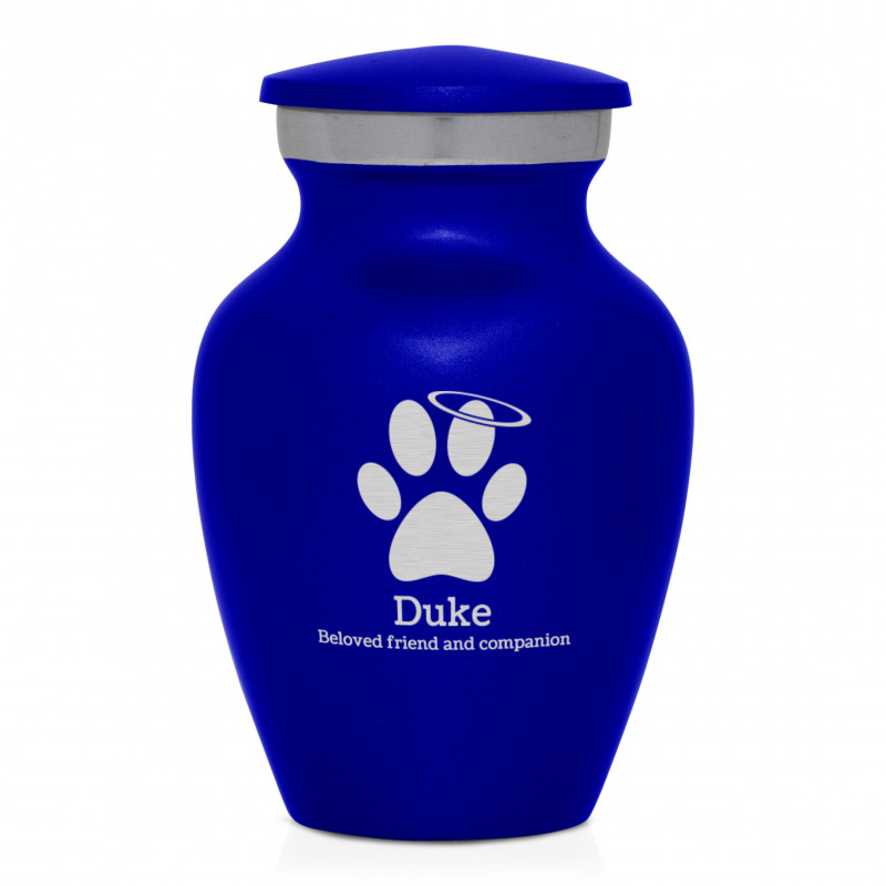 Keepsake Angel Paw Pet Cremation Urn - Midnight Blue