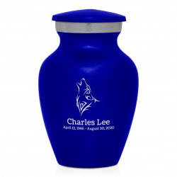 Wolf Keepsake Urn - Midnight Blue