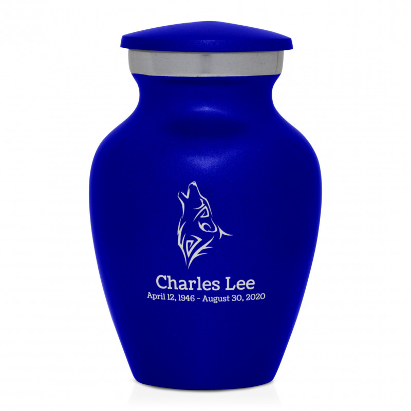 Wolf Keepsake Urn - Midnight Blue