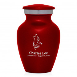 Wolf Keepsake Urn - Ruby Red