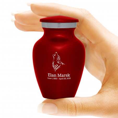 Wolf Keepsake Urn - Ruby Red