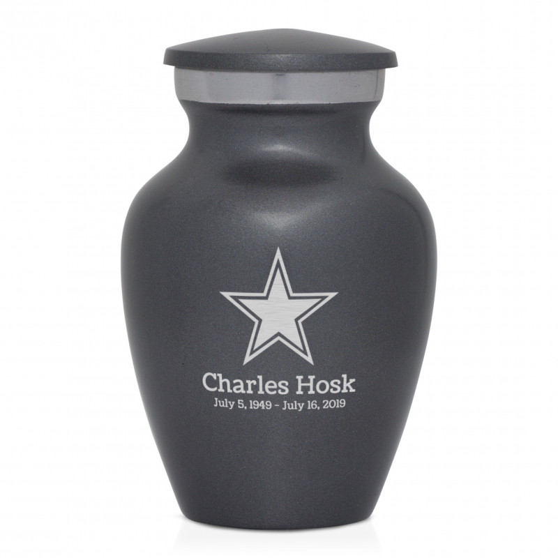 Dallas Star Keepsake Urn - Gunmetal Gray