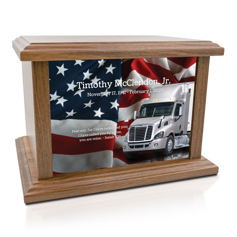 Semi Truck Cremation Urn - Prestige Walnut