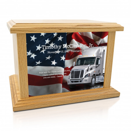 Semi Truck Cremation Urn - Prestige Oak