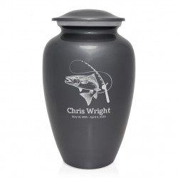 Salmon Fishing Cremation Urn - Gunmetal Gray