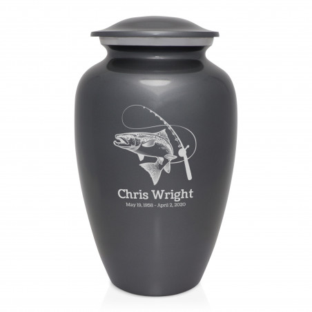 Salmon Fishing Cremation Urn - Gunmetal Gray