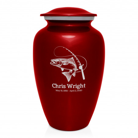 Salmon Fishing Cremation Urn - Ruby Red