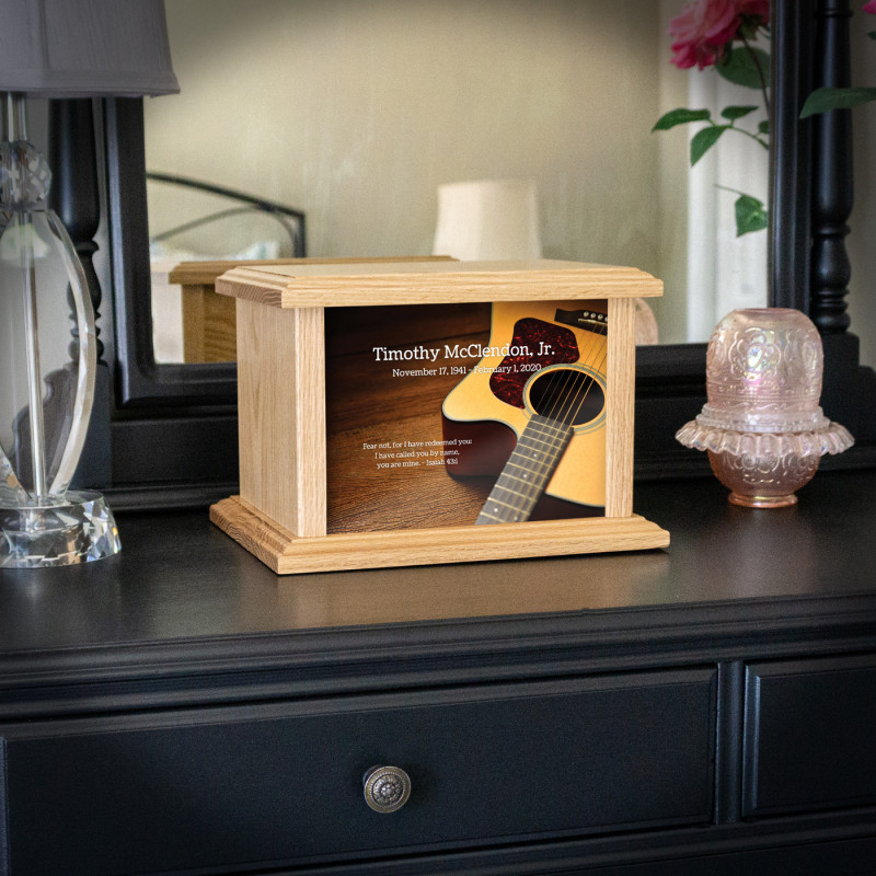 Acoustic Guitar Cremation Urn - Prestige Oak