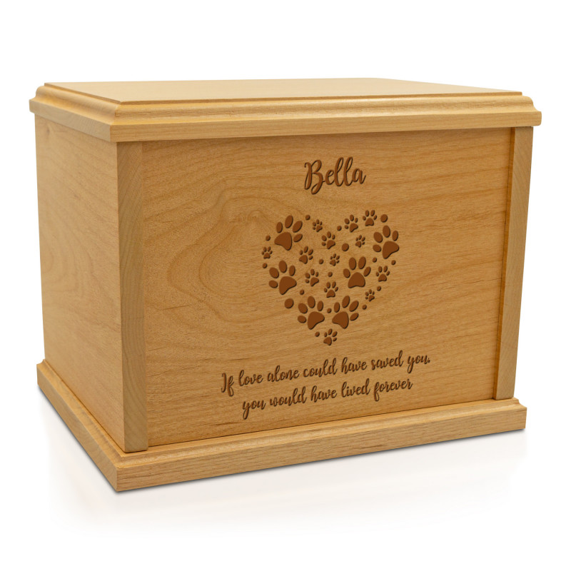 Heart Paws Pet Cremation Urn - Signature Alder