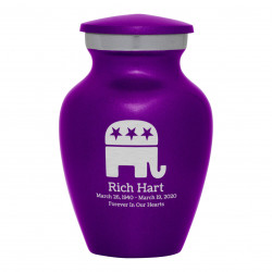 Republican Elephant Keepsake Urn - Purple Luster