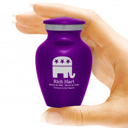 Republican Elephant Keepsake Urn - Purple Luster