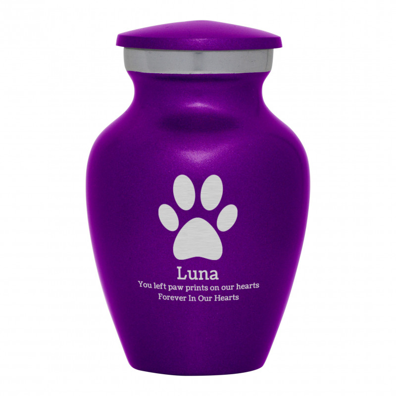 Paw Print Keepsake Urn - Purple Luster