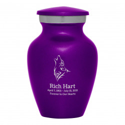 Wolf Keepsake Urn - Purple Luster