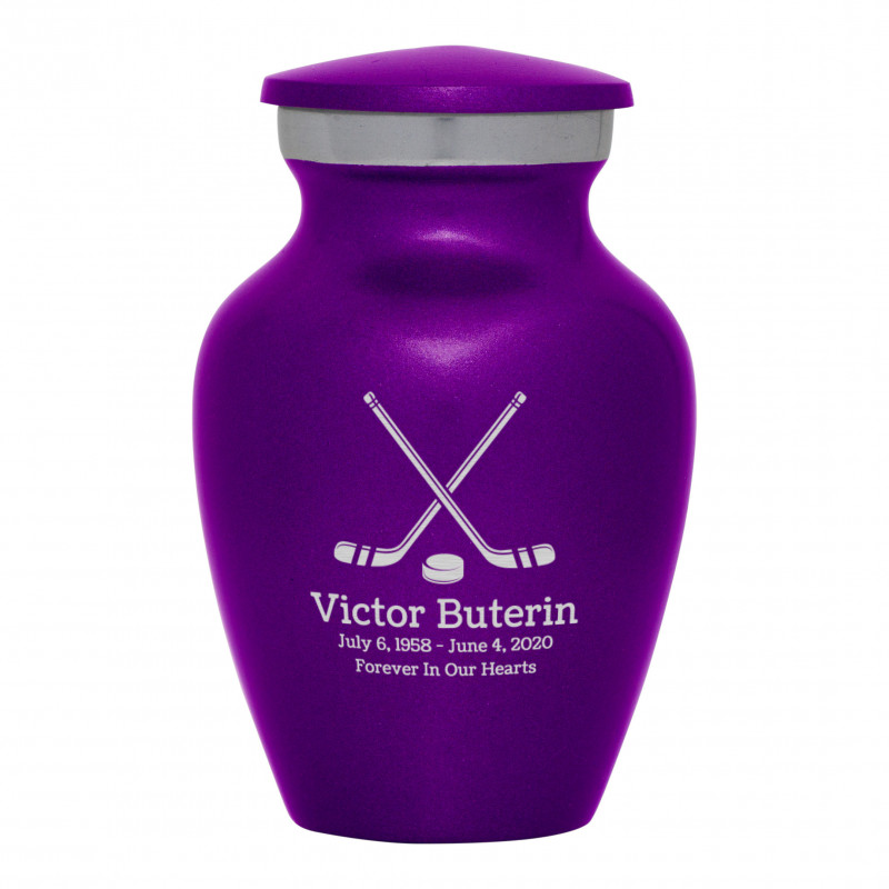 Hockey Sticks Keepsake Urn - Purple Luster