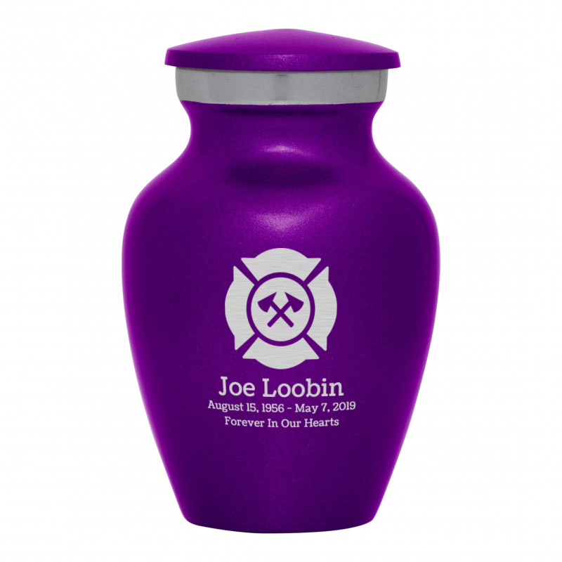Firefighter Keepsake Urn - Purple Luster
