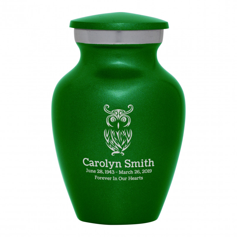 Owl Keepsake Urn - Shamrock Green