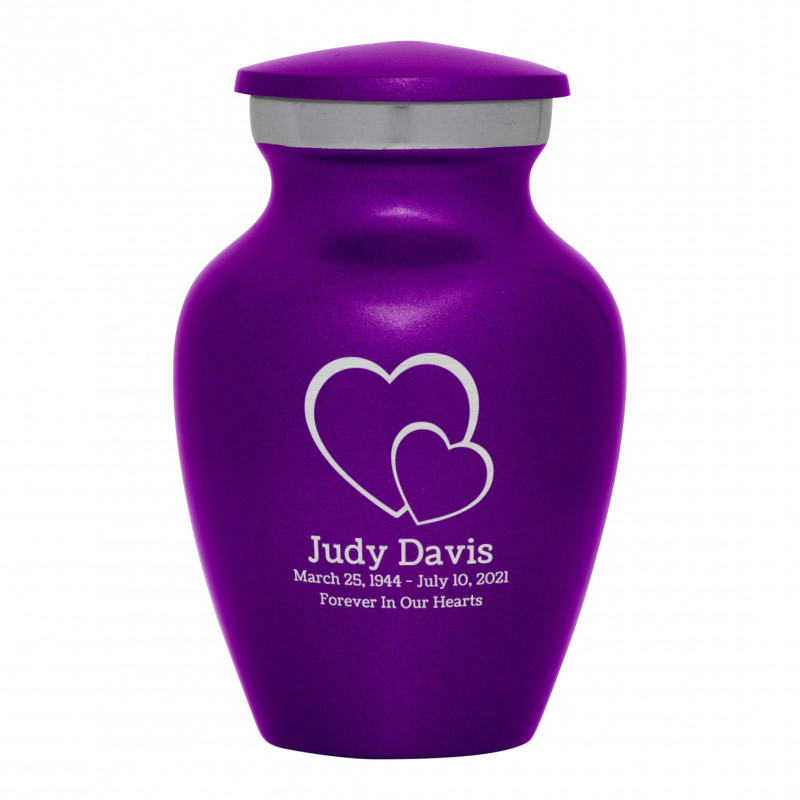 Loving Hearts Keepsake Urn - Purple Luster