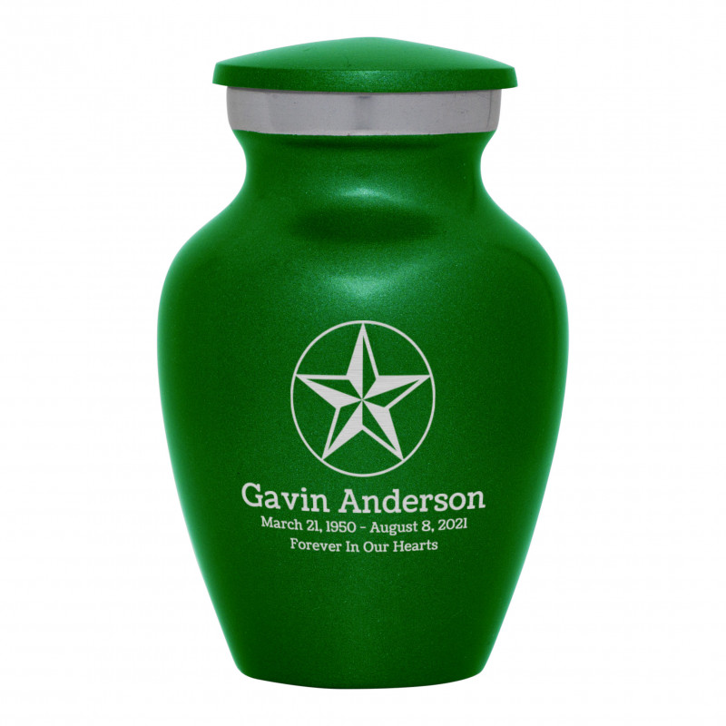 Texas Star Keepsake Urn - Shamrock Green