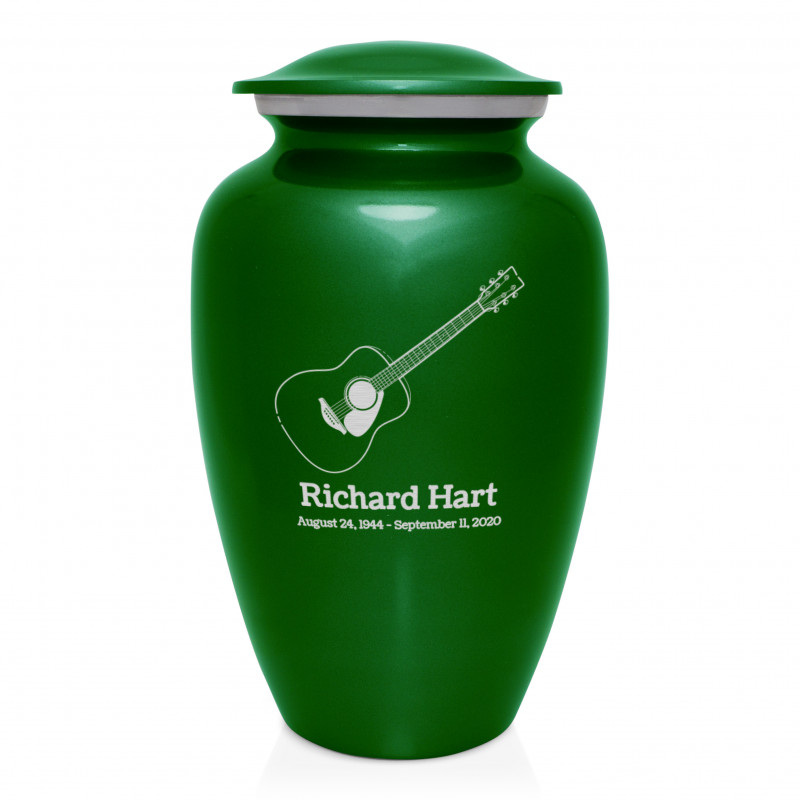 Acoustic Guitar Cremation Urn - Shamrock Green