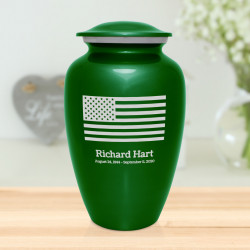 American Flag Cremation Urn - Shamrock Green