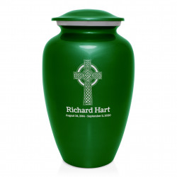 Celtic Cross Cremation Urn - Shamrock Green
