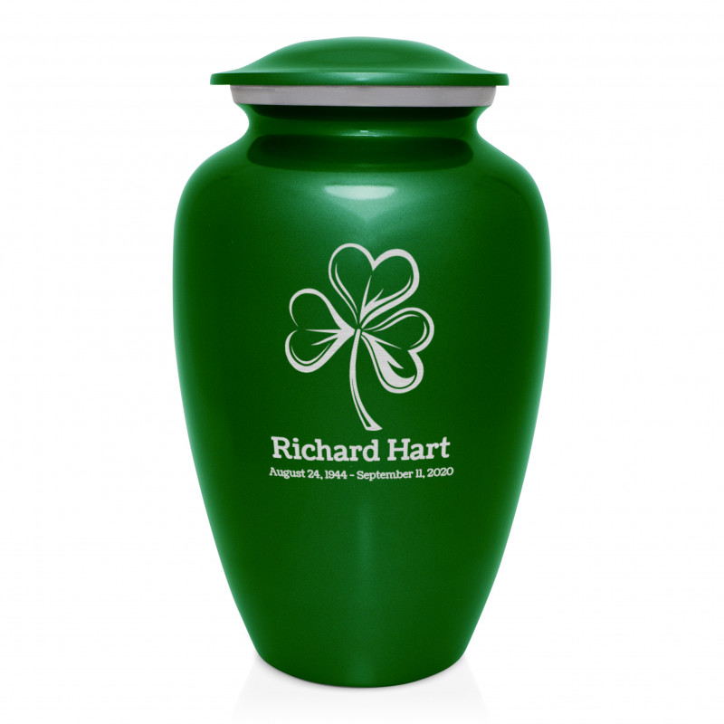 Shamrock Cremation Urn - Shamrock Green