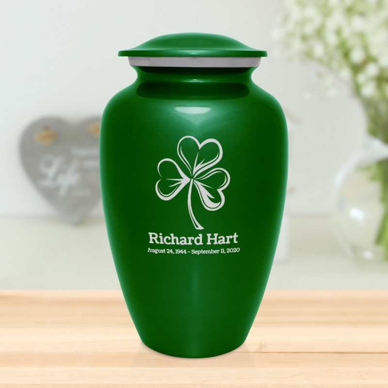 Shamrock Cremation Urn - Shamrock Green