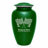 Race Checkered Flag Cremation Urn - Shamrock Green