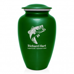 Bass Fishing Cremation Urn - Shamrock Green