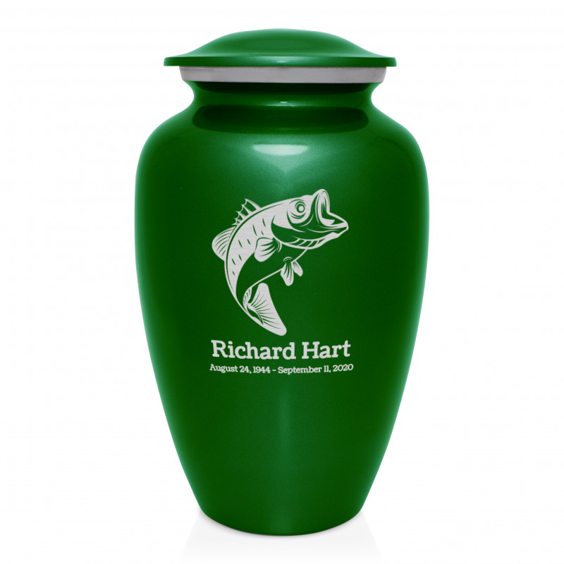 Bass Fishing Cremation Urn - Shamrock Green