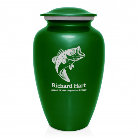 Bass Fishing Cremation Urn - Shamrock Green