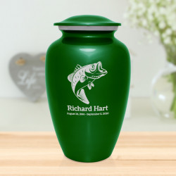 Bass Fishing Cremation Urn - Shamrock Green