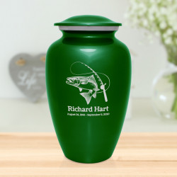 Salmon Fishing Cremation Urn - Shamrock Green