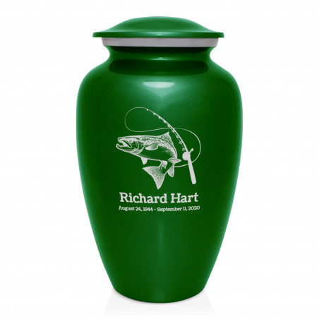 Salmon Fishing Cremation Urn - Shamrock Green