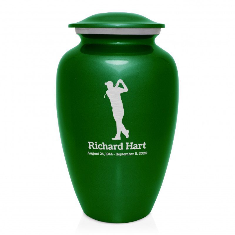 Golfer Cremation Urn - Shamrock Green