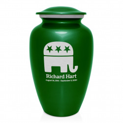 Republican Elephant Cremation Urn - Shamrock Green