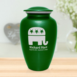 Republican Elephant Cremation Urn - Shamrock Green